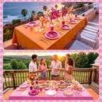 Mimorou 354 Pcs Pink and Orange Party Supplies Sunset Tableware set - Image 6