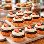 Restaurantware Panificio 4 Ounce Baking Cups 200 Ridged Cupcake Liners - Oven-Ready Freezable Orange Paper Muffin Cases Disposable Polka-Dotted For Wedding Parties Baby Showers - Image 3