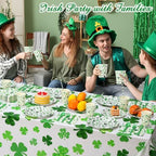 Potchen 452 Pcs Themes Party Supplies Decorations for 50 Guests, Paper Plates Napkins Cups Tablecloth Cutlery Straws for Birthday Baby Shower Party Decorations(White Green,St. Patrick’s Day) - Image 4