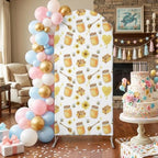 Arch Backdrop Cover for Wedding Modern Honey Bees 7.2FT Stretch Spandex Party Arch Cover, Fabric Backdrop Banner for Baby Shower, Birthday, Bridal Shower Decor Country Honeycomb Flowers White - Image 3