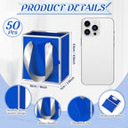 Yeaqee 50 Pcs Mini Paper Gift Bags with Handles Tag, Royal Blue, Silver - Image 2