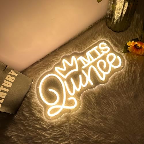 Mis Quince Neon Sign for Wall Decor Dimmable LED Sign Neon Lights for Bedroom Light Decoration for Birthday Party Room Decoration Gift for Girl Kid Lover 40CM*23CM Warm White - Image 2