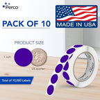 Perco Purple Perforated Round Circle Dot Sticker 1-Inch Labels — 10 Rolls, 10,000 Stickers - Category Labels, Classroom Use & Creative Organization, Strong Adhesive - Made in USA - Image 2