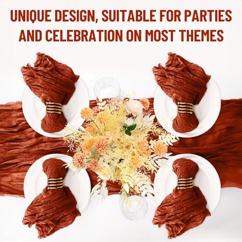Cupuamon 100 Pack Cheesecloth Napkins 20x20 Inch Dinner Table Napkins Boho Washable Rustic Gauze Napkins Bulk for Wedding Bridal Baby Shower Party Decor (Terracotta) - Image 7