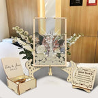 Wedding Guest Book Alternative - Rectangle Drop Box with Heart Pieces - Rustic Wood & Acrylic Sign-in Book for Wedding Reception-Unique Wedding Keepsake Frame - Image 2