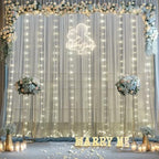 Silver Grey Tulle Backdrop Curtain with Lights String for Parites 10x10ft Sheer Backdrop Curtains for Birthday Party Bridal Shower Baby Shower Wedding Ceremony Prom Photo Booth Background Decorations - Image 5