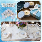 MTLEE 50 Pcs Blue Floral Thank You Candles Baby Shower Wedding Favors - Image 4