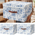2 Pack Blue Floral Storage Bin with Lids, 17x11x12 Inch by Unknown