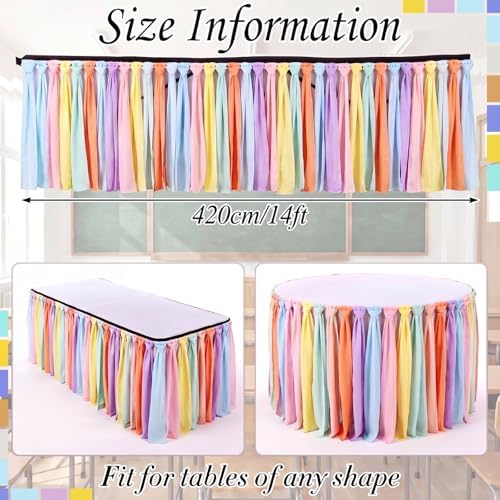 Reallnaive 14 ft x 30 Inch Table Skirt for Teacher Desk, Pastel, Simple - Image 2