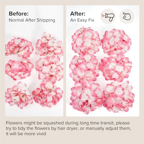 Auihiay 64Pcs Hydrangea Artificial Flowers Bulk, Faux Hydrangeas Heads - Image 7