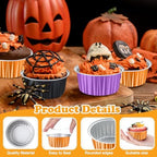 200 Pack Aluminum Cupcake Liners with Lids,Halloween,Plain - Image 2