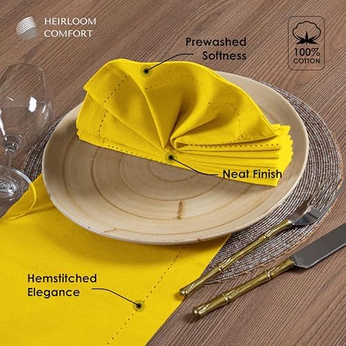 Multi Color Cloth Napkins 18x18 Inch - Set of 12-100% Cotton, Washable - Perfect Hotel Quality Napkin for Table, Dinner, Weddings, Everyday Dining - Lemon Yellow, Beige, Mint Green - Image 5