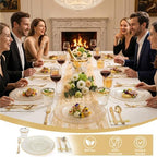 DaYammi 175PCS Gold Glitter Plastic Dinnerware Set for 25 Guests - Image 3