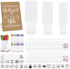 Panitay 100 Pcs White Baby Bodysuits Bibs Kit 25 Guests, Retro by Panitay