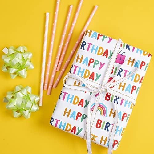 WRAPAHOLIC 30 Inch Jumbo Reversible Birthday Wrapping Paper - 30 Inch X 100 Feet Jumbo Roll - Colorful Happy Birthday Wrapping Paper for Party, Baby Shower and More Occasions - Image 5