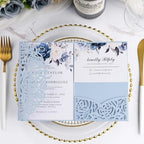 50PCS Baby Blue Laser Cut Wedding Invitation with Envelopes and Rsvp Cards - Image 6