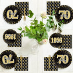 200PCS 70th Theme Birthday Party Tableware Vintage 1956 Party Supplies 70 year old Birthday Party Decorations Plates Napkins Forks Black and Gold Dinnerware Favors for Men or Women - Image 5