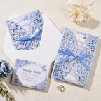 50PCS Blue Customizable Wedding Invitations with Envelopes and RSVP Cards - Image 5