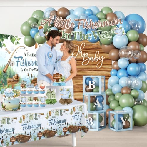 143pcs Fishing Baby Shower Decorations Gone Fishing Party Welcome Baby Boy - Image 6