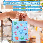 Tenceur 80 Pcs Dog Gift Bags Goodie Paw Puppy Paper Treat Bags Bulk with Handles 10.63 x 4.72 x 7.87 Inch Dog Themed Party Favors Shopping Holiday Kraft(Blue Colorful) - Image 5