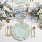 NOCCUR 175PCS Sage Green Plastic Plates with Gold Disposable Silverware - Include 50 Green and Gold Plastic Plates,25 Knives,25 Forks,25 Spoons,25 Cups and 25 Napkins - Wedding/Party/Baby Shower - Image 7