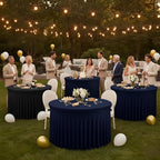 Fitted Navy Spandex Table Skirts for Wedding Party,60 Inch Round,6 Pack - Image 5