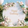 Gallety 2 Pcs 7.2 FT White Round Backdrop Cover for 5 to 7.2ft Circle Arch Stand with Oh Baby and Happy Birthday Decal Sign - Arch Backdrop Cover for Wedding Party Photography Decoration by Creativepartyuniquedecorat