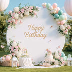 Gallety 2 Pcs 7.2 FT White Round Backdrop Cover for 5 to 7.2ft Circle Arch Stand with Oh Baby and Happy Birthday Decal Sign - Arch Backdrop Cover for Wedding Party Photography Decoration by Creativepartyuniquedecorat