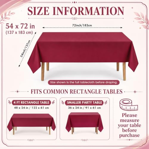 Newwiee 72 Pack Pink and Purple Plastic Tablecloths Bulk 54" x 72" - Image 2