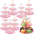 Patelai 8 Pcs 3 Tier Acrylic Cake Stand, Clear Pink, Golden by Patelai