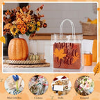 Canchiing 30 Pcs Fall Clear Gift Bags with Handles Reusable Autumn Maple Leaf Pumpkin Treat Bags Thanksgiving PVC Gift Wrap Totes for Thanksgivings Falls Harvest Party Favors, 7.9 x 7.9 x 3.1 - Image 5