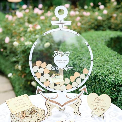 Nautical Anchor Wedding Guest Book Alternative with Heart Drop Chips - Image 2