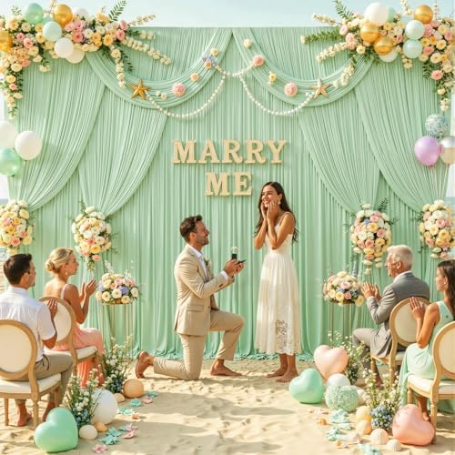 10ft x 15ft Sage Green Wrinkle Free Backdrop Curtains for Wedding Party Backdrops Curtain Drapes Fabric Decorations Photo Back Drop Cloth for Baby Shower Photography Stage Reception - Image 4
