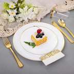 Supernal 350Pcs Elegant White and Gold Plastic Dinnerware Set for Wedding - Image 4