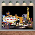 Las Vegas Backdrop 12x10ft Welcome to Never Sleep City Las Vegas Nevada Sign Background Banner Casino Theme Party Decorations Vegas Photo Booth Props - Image 2