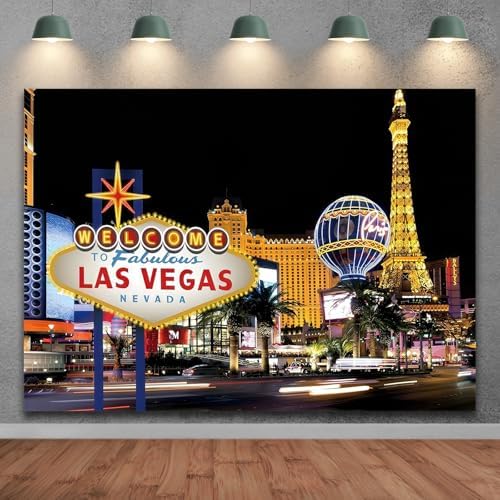 Las Vegas Backdrop 10x7ft Welcome to Never Sleep City Las Vegas Nevada Sign Background Banner Casino Theme Party Decorations Vegas Photo Booth Props - Image 2
