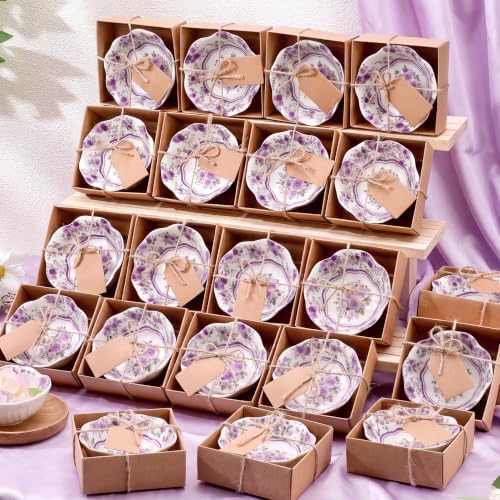SiliFine 24 Pcs Wedding Favors for Guests Small Ceramic Bowls, Rose, Purple by SiliFine
