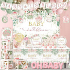 Floral Baby In Bloom Baby Shower Decorations,283pcs Spring Baby Shower Decorations Plates and Napkins Cups Banner Backdrop Tablecloth Cake Topper Balloon for Wildflower Baby In Bloom Shower Supplies - Image 4