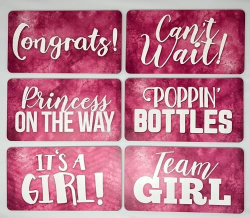 KING PROPS Photo Booth Props Set It's a Girl Perfect Baby Shower Decorations 6 Count Props Set, Perfect Any Party, Waterproof Multi Color Double Sided Pink and White Selfie Photoshoot Party Props by KINGPROPS