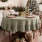 Eternal Beauty Green Plaid Ruffle Round Tablecloth 70 in - Image 4