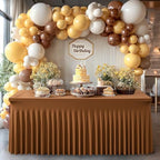 1 Packs Brown Spandex Tableclothes for 6 Foot Rectangle Tables, Wrinkle Free 6ft Fitted Table Cover Stretch Table Cloth Desk Skirt for Weddings Baby Shower Birthday Party Banquet Decorations - Image 3