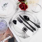 Hioasis 350 Pcs Clear Black Plates for Party - Image 5