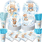 450 Pcs Tableware Set, Serve 50, Blue, Bear Baby Shower by Unknown