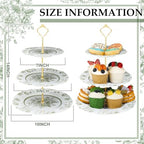 Lallisa Sage Green Floral 3 Tier Dessert Stand 10", 9" and 7" Ceramic Vintage Chinoiserie Tea Party Tiered Tray Cupcake Stand Display Holder Tower for Wedding Baby Shower Bridal Shower Tea Party - Image 6