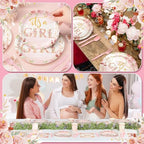 Dandat 350 Pcs Baby Shower Set, Floral, Pink - Image 6