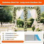 Wedding Arch Square Backdrop Stand Wedding Decorations Arch Party Ceremony Backdrop Stand Metal Stainless Steel Frame Wedding Arches for Ceremony Silver w/Steel Base (6X3m/19.69X9.84ft) - Image 4
