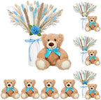 4 Sets 125 Pcs Bear Baby Shower Table Centerpiece with Bear Stuffed Animals Blue Dried Pampas Grass Artificial Flower Plastic Vase for Boho Wedding Bridal Reveal Birthday Baby Shower Decor by Relaxgiant