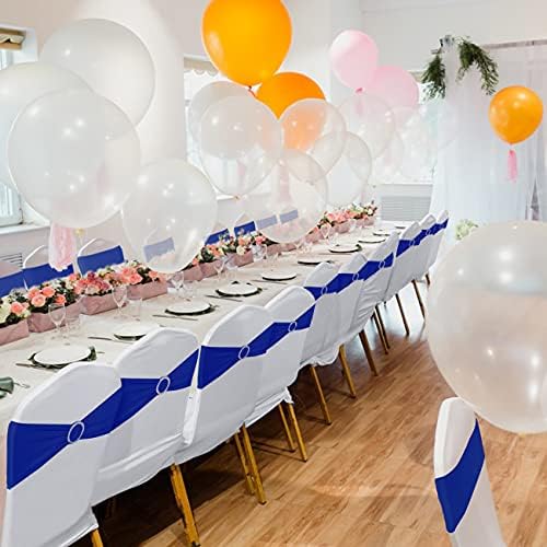 Babenest 50PCS Spandex Chair Sashes Bows for Wedding Party, Royal Bule - Image 2