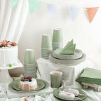 Dandat 200 Pcs Paper Plates Napkins Cups Party Set Green,Sage Green - Image 4