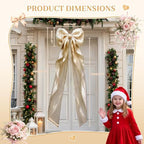 Big Bow Coquette Room Decor, 16x85 Inch Large Christmas Bows for Birthday Decorations, Christmas Tree Topper, Girl Room Decor, Bachelorette, Wedding, Baby Shower, Front Door, Wreath (Khaki) - Image 2